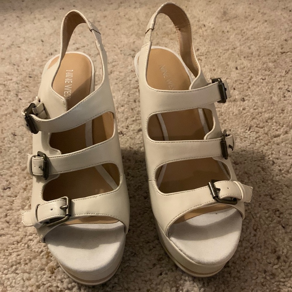 White Strap Wedge Heels